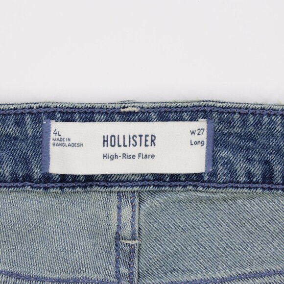 Hollister Women's High Rise Medium Wash Stretch Denim Flare Jeans Blue Size 4L - Picture 12 of 12